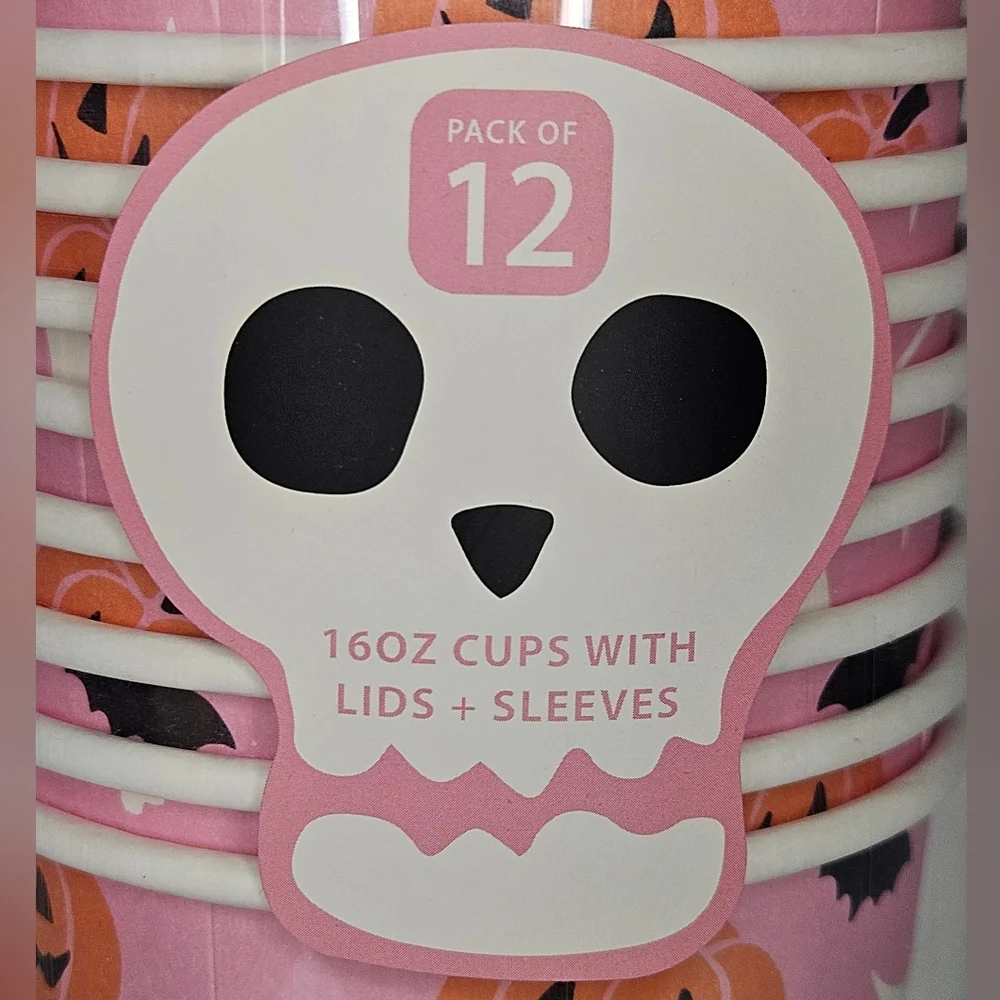 Spooky Halloween Cups with Lids And Sleeves 12ct